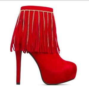 Red Velvet Ankle Boots